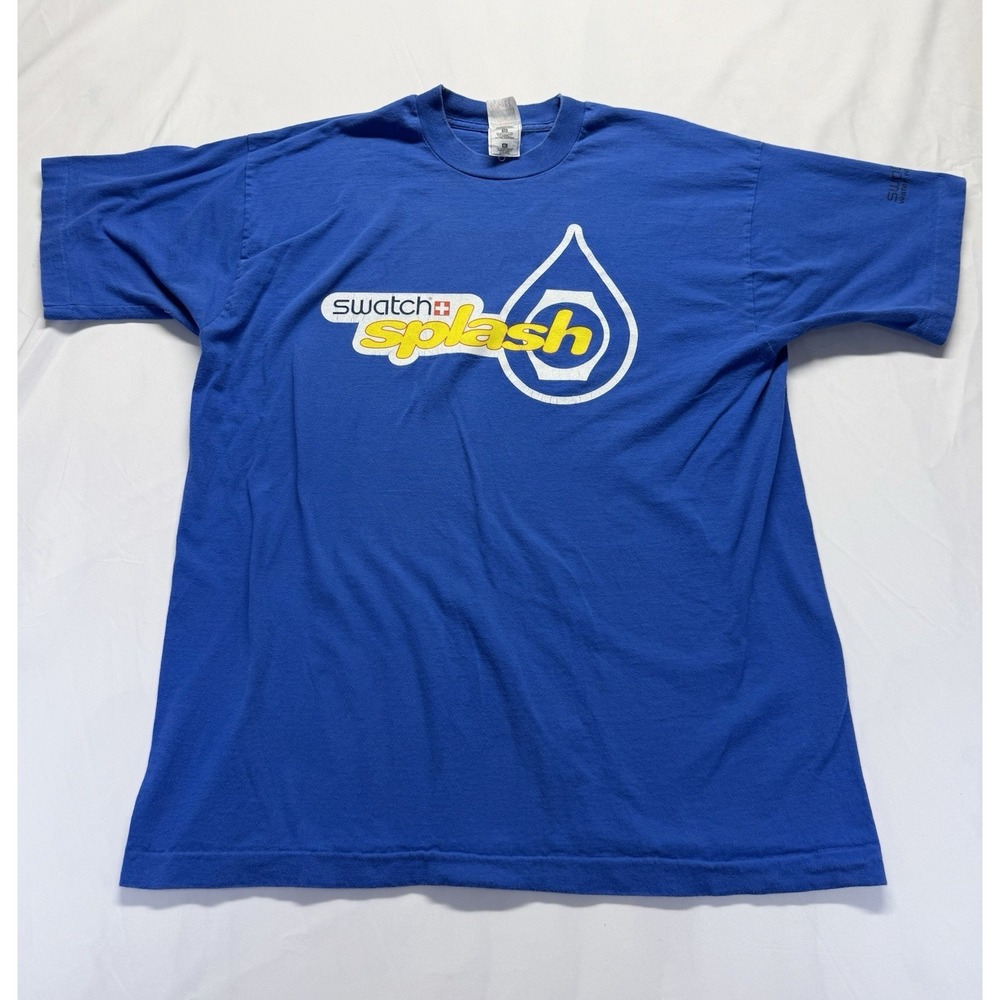 Vintage Fruit of the Loom Tee XL Swatch splash‎ t-shirt y2k promo heavyweight